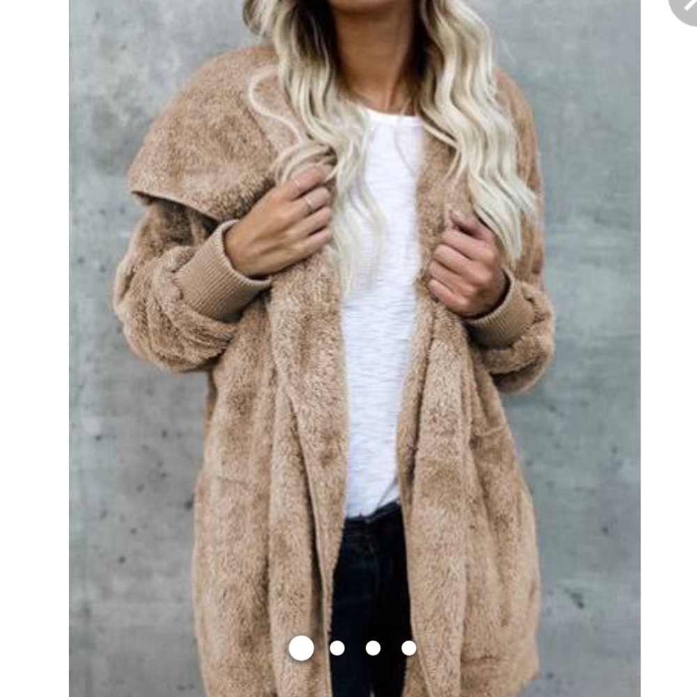 Fuzzy hooded cardigan